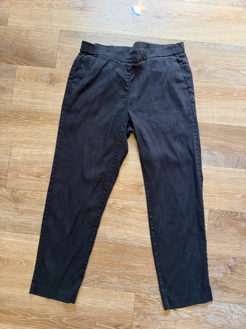 J. Jill Black Linen Stretch Crop Straight-Leg Capris